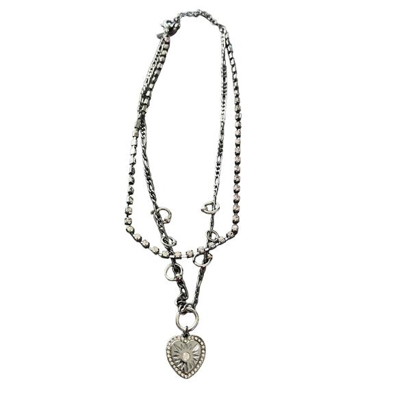 Silver Tone Layered Bling Necklace - Picture 1 of 9
